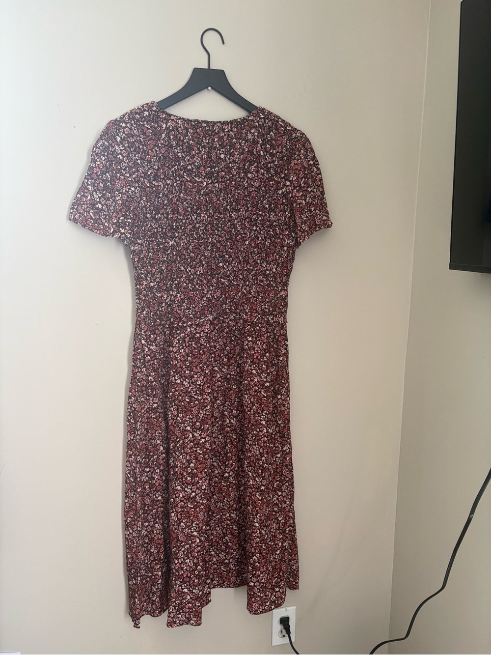 Madewell Zip-Front Flutter-Sleeve Midi Dress Daphne Floral Raisin Blush sz 10 CC - Picture 7 of 8